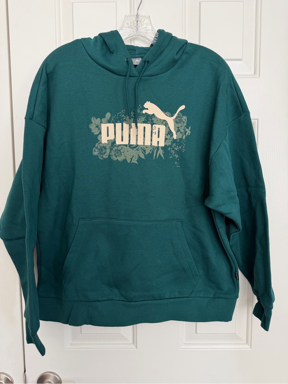 Puma Teal Green Floral Logo Hoodie